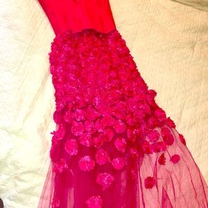 Rosebud, floral, pink, organza, prom, tulle